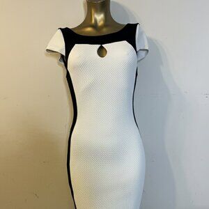 Bebe Black White Midi Dress